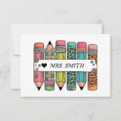 Pencil Teacher Name Thank You Card Dankeskarte (Vorderseite)