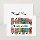 Pencil Teacher Name Thank You Card Dankeskarte (Vorne/Hinten)