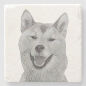 Pencil Zeichnend Shiba Inu Marble Untersetzer (Vorderseite)