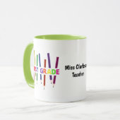 Pencils First Grade Customizable Teacher Tasse (Vorderseite Links)