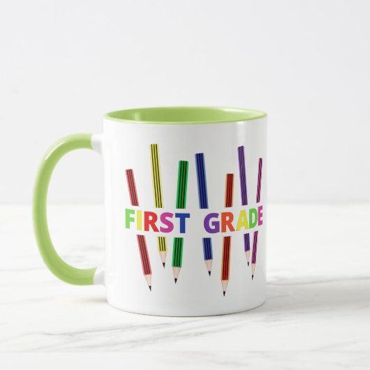 Pencils First Grade Teacher Tasse (Links)