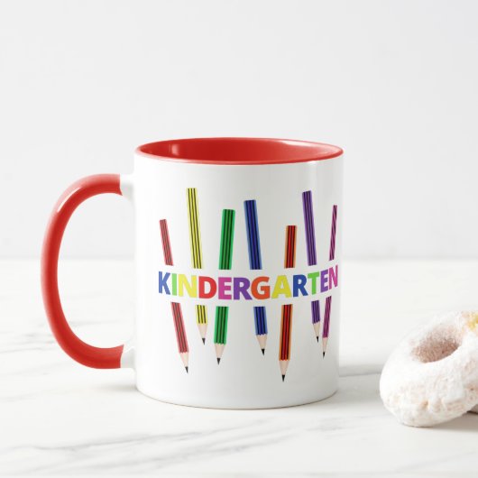 Pencils Kindergarten Lehrer Tasse (Mit Donut)