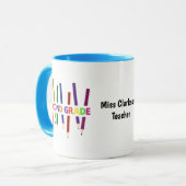 Pencils Second Grade Customizable Teacher Tasse (Vorderseite Links)