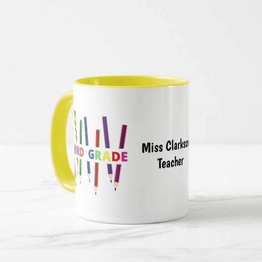 Pencils Third Grade Customizable Teacher Tasse (Vorderseite Links)