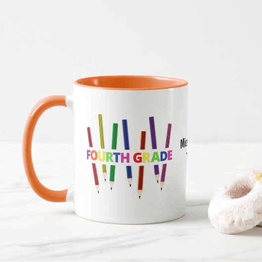 Pencils Vierte Tasse individualisierbarer Lehrer (Mit Donut)