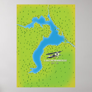 Pend Oreille-See Idaho See Karte Poster