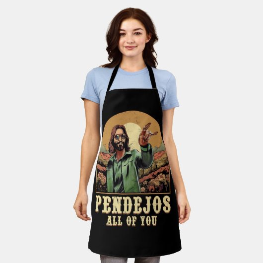 Pendejos Sie alle Jesus Sarcastic Spaß Christia Schürze (Getragen)