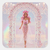 Pendelbrücke in der Petal-Couture Quadratischer Aufkleber (Vorderseite)