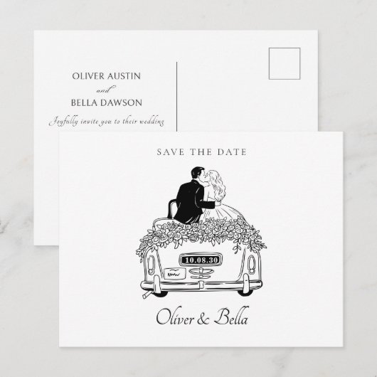 Pendelfahrt auf einer Hochzeit Postkarte (Vorne/Hinten)