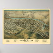 Pendleton, ODER Panoramabalkarte - 1890er Poster (Vorne)