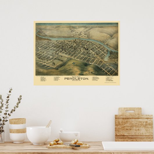Pendleton, ODER Panoramabalkarte - 1890er Poster (Küche)