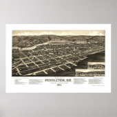 Pendleton, OR Panoramablick - 1884 Poster (Vorne)