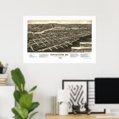 Pendleton, OR Panoramablick - 1884 Poster (Heimbüro)