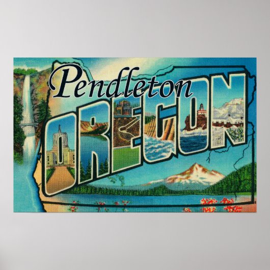 Pendleton, Oregon - Large Letter Scenes Poster (Vorne)