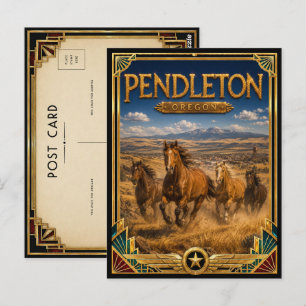 Pendleton Oregon Vintage Art Deco Golden Age Postkarte