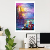PENDRAGON Mittelalterliche Ritter, Sunset-See, Fan Poster (Heimbüro)