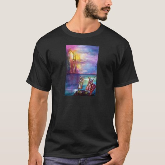 PENDRAGON Mittelalterliche Ritter, Sunset-See, Fan T-Shirt (Vorderseite)