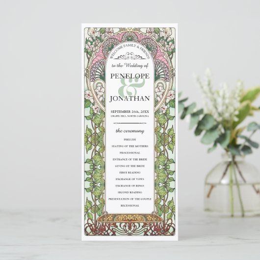 PENELOPE 01 A - Hochzeitsprogramm - Jugendstil Programm (Stehend Vorderseite)