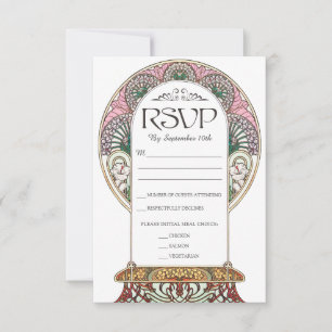 PENELOPE 01 A - RSVP-Karte 1 - Farbige Art Nouveau RSVP Karte