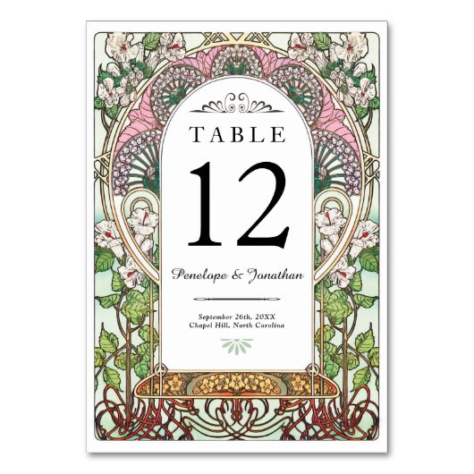 PENELOPE 01 A - Tischnummer Cards - Jugendstil (Vorderseite)