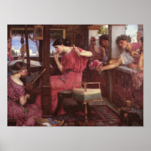 Penelope and the Suitors - John William Waterhouse Poster