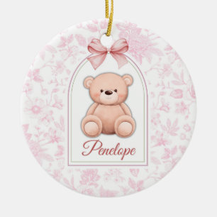 Penelope   Benutzerdefiniertes rosa Teddy-Bär-Kind Keramik Ornament