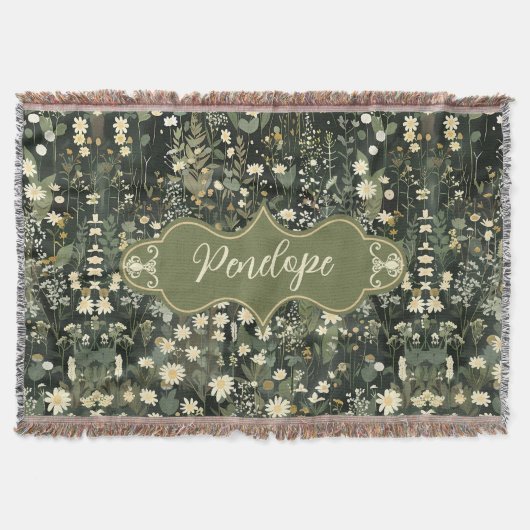 Penelope Dark Daisy Floral Decke (Vorderseite)