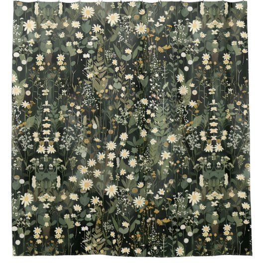 Penelope Dark Daisy Floral Duschvorhang (Vorderseite)