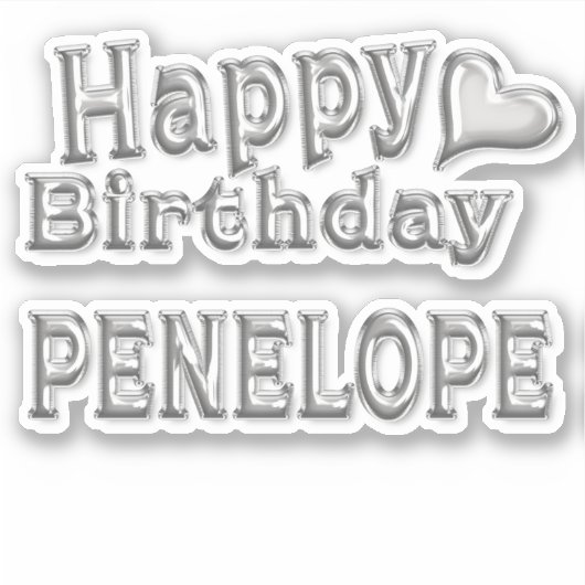Penelope Happy Birthday silver Aufkleber Sticker (Vorderseite)