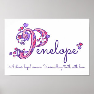 Penelope Initial P doodle Herzart Name bedeutet Poster