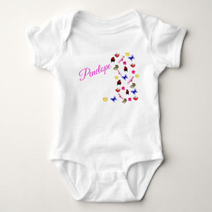 Penelope Name mit Bunnies, Baby Bodysuit Strampler