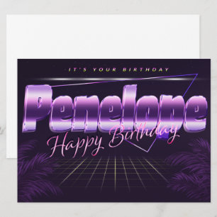 Penelope Name Vorname lila retro Karte Geburtstag