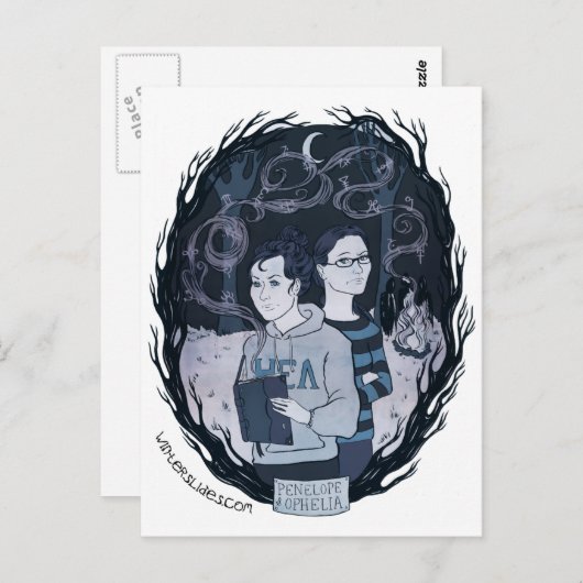 "Penelope & Ophelia" Postkarte - Winterrutschen (Vorne/Hinten)