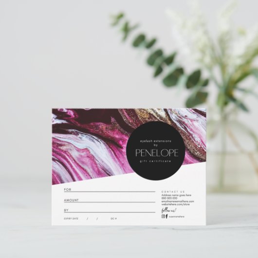 Penelope Salon Geschenkgutschein Postkarte (Stehend Vorderseite)