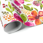 Penelope Watercolor Floral Designer Geschenkpapier (Rolleneckpunkt)
