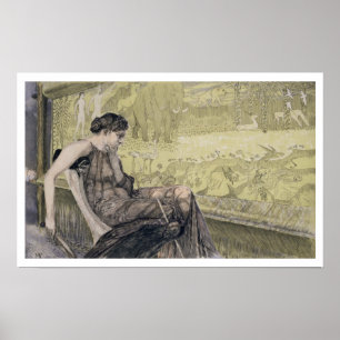Penelope weaving a shroud for Laertes her father-i Poster