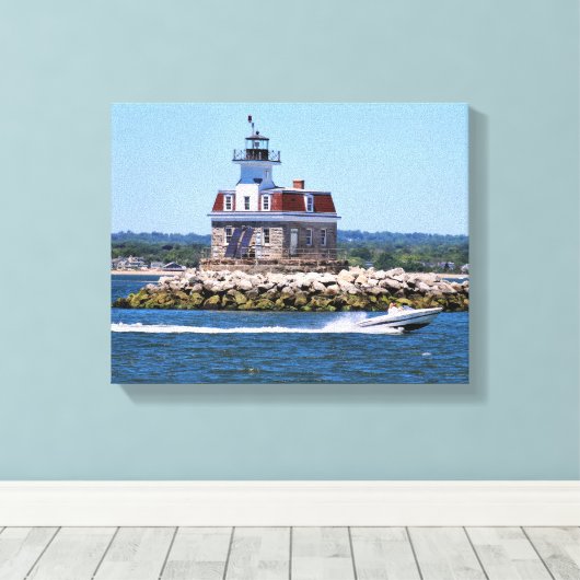 Penfield Reef Leuchtturm, Connecticut Canvas Print Leinwanddruck (Insitu (Holzboden))