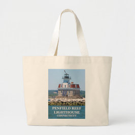 Penfield Reef Lighthouse, Connecticut Tote Bag Jumbo Stoffbeutel