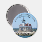 Penfield Reef Lighthouse CT Round Magnet (Vorderseite/Rückseite)