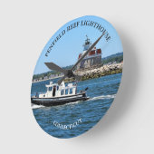 Penfield Reef Lighthouse CT Round Wall Clock Runde Wanduhr (Winkel)