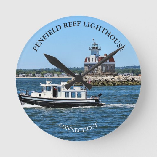 Penfield Reef Lighthouse CT Round Wall Clock Runde Wanduhr (Vorderseite)