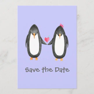 Pengin Luv Wedding Invite Save The Date