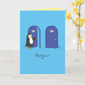 Pengoin - Pinguin Pun Grußkarte Karte (Gelbe Blume)