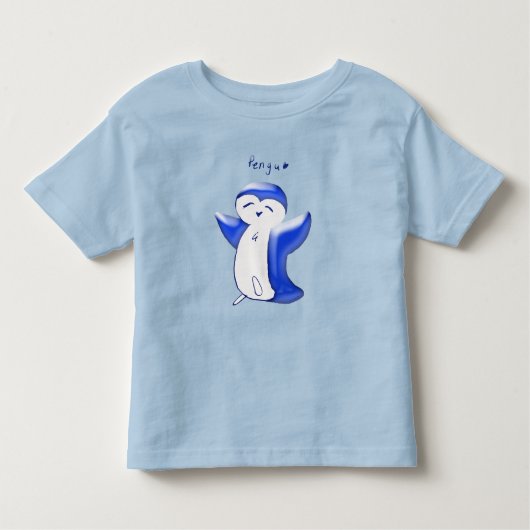 Pengu Happy Pinguin (blau) Kleinkind Tshirt (Vorderseite)
