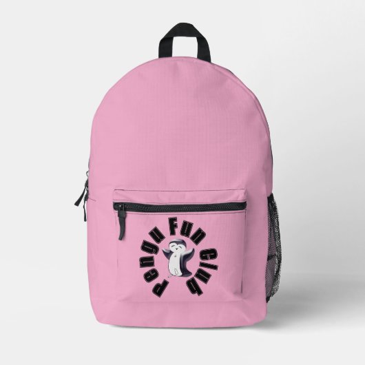 Pengu Happy Pinguin Fun Club (Black-Pink) Kinder Bedruckter Rucksack (Vorderseite)