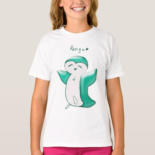 Pengu Happy Pinguin (grün) Kinder T - Shirt (Vorderseite)