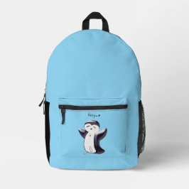 Pengu Happy Pinguin Kids Black-SkyBlue Bedruckter Rucksack