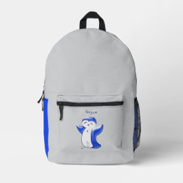 Pengu Happy Pinguin Kids Blue-Gray Bedruckter Rucksack