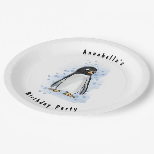 Pengu Party Pappteller (Schrägansicht)