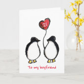 Penguin 21. Geburtstag oder eine Altersfreundenkar Karte (Gelbe Blume)